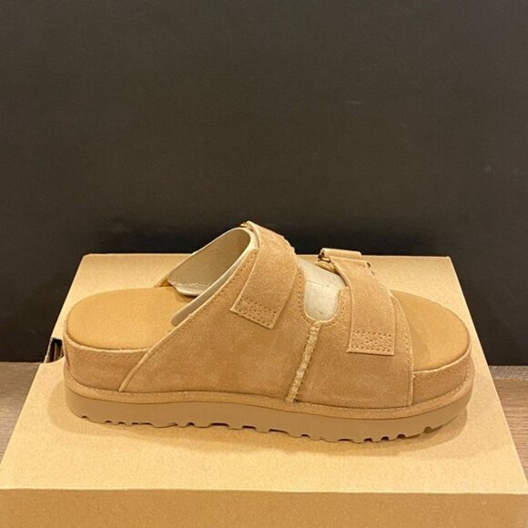 Ugg Chestnut Goldenstar Hi Slide Sandals Shoes Heels Pumps Flats NEW - Picture 2 of 4